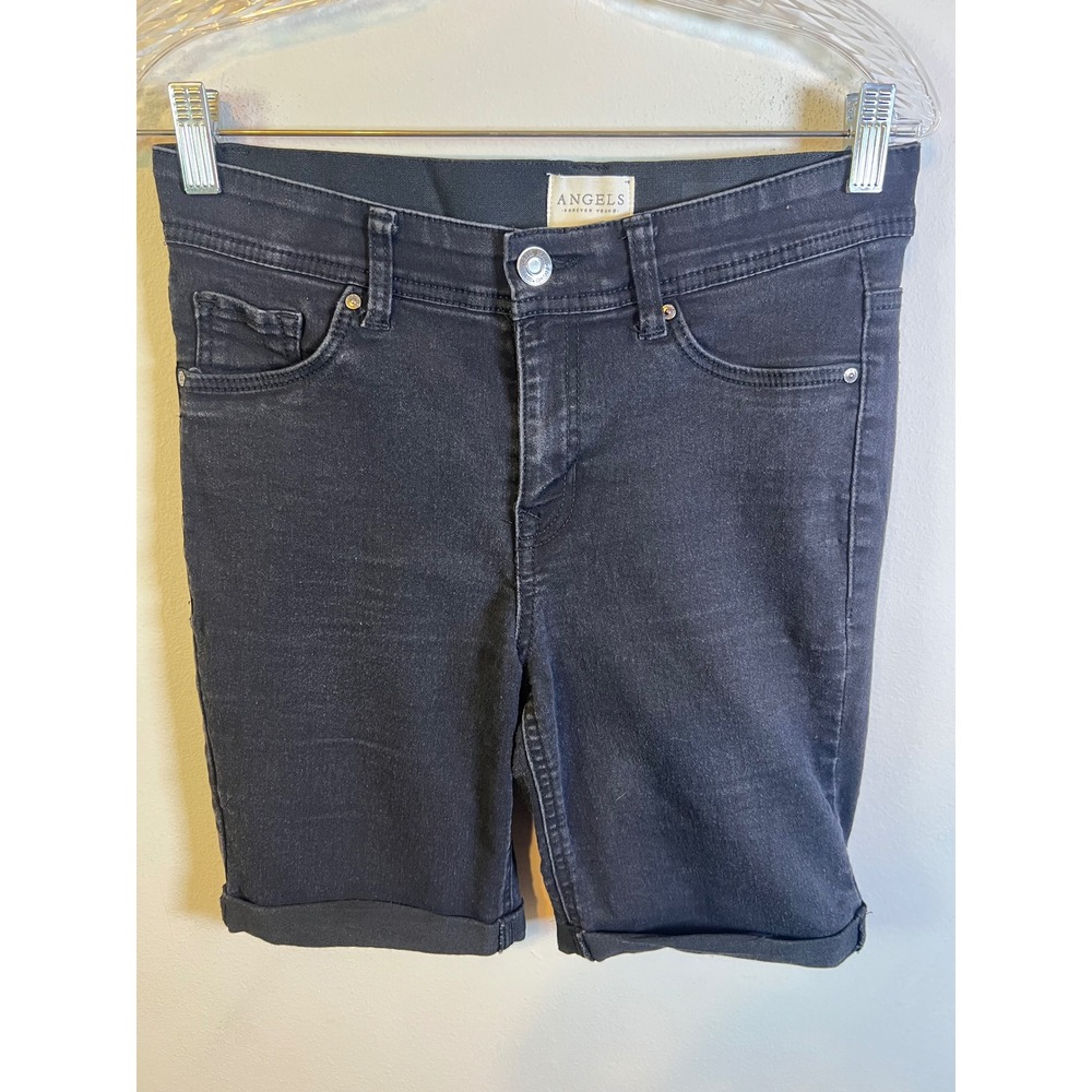 Angels‎ Women Denim Shorts Cuffed Comfort Waist Black 6/28